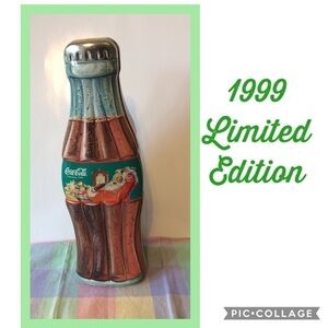 1999 Coca Cola tin collectible Coke bottle   limited edition Santa Christmas tin